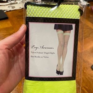 Neon green, fishnet thigh highs (OS)
